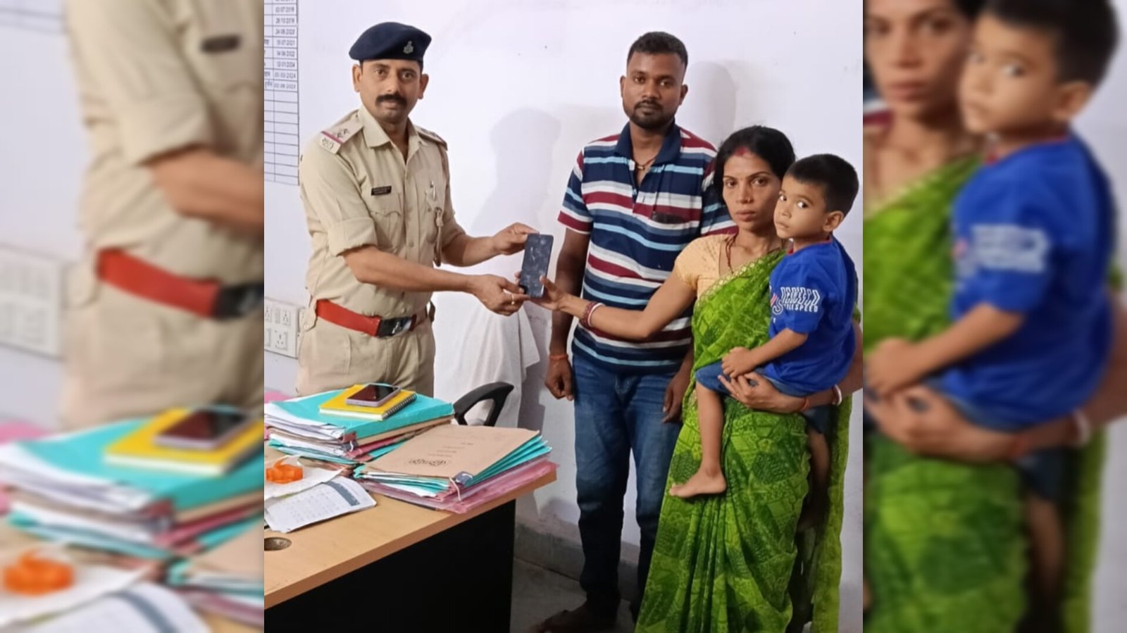दारू थाना पुलिस ने लौटाया गुम मोबाइल, पीड़िता के चेहरे पर लौटी मुस्कान